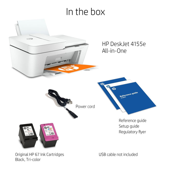 HP Deskjet 4155E All-In-One Inkjet Printer, Color Mobile Print, Copy, Scan, Send